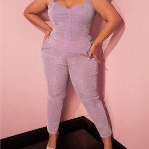 Vixen by Micheline Pitt Lilac Lurex pants and top